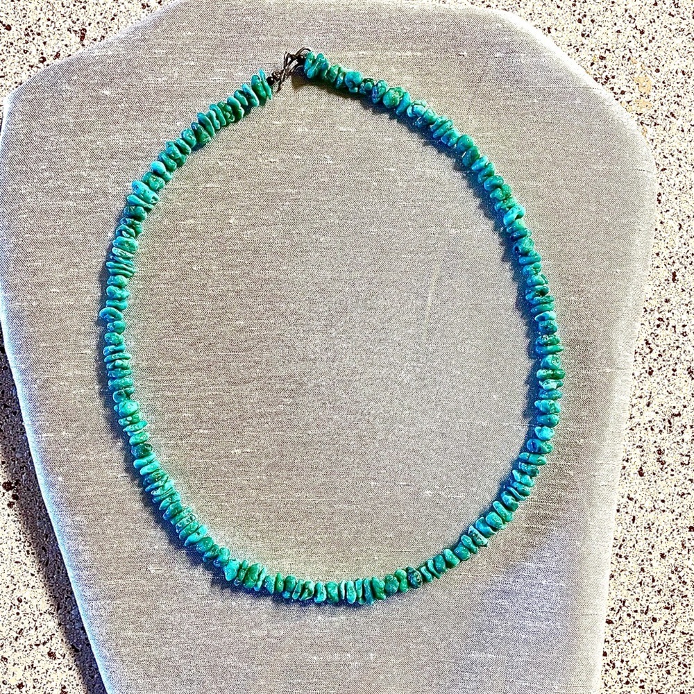 Navajo Turquoise Chunk Necklace Handmade Vintage Western New Mexico - Picture 3 of 8
